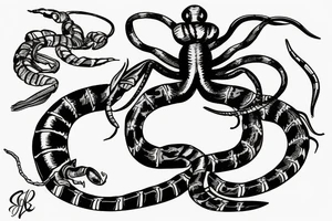 Scorpion seeing snake as reflection into broken mirror tattoo idea