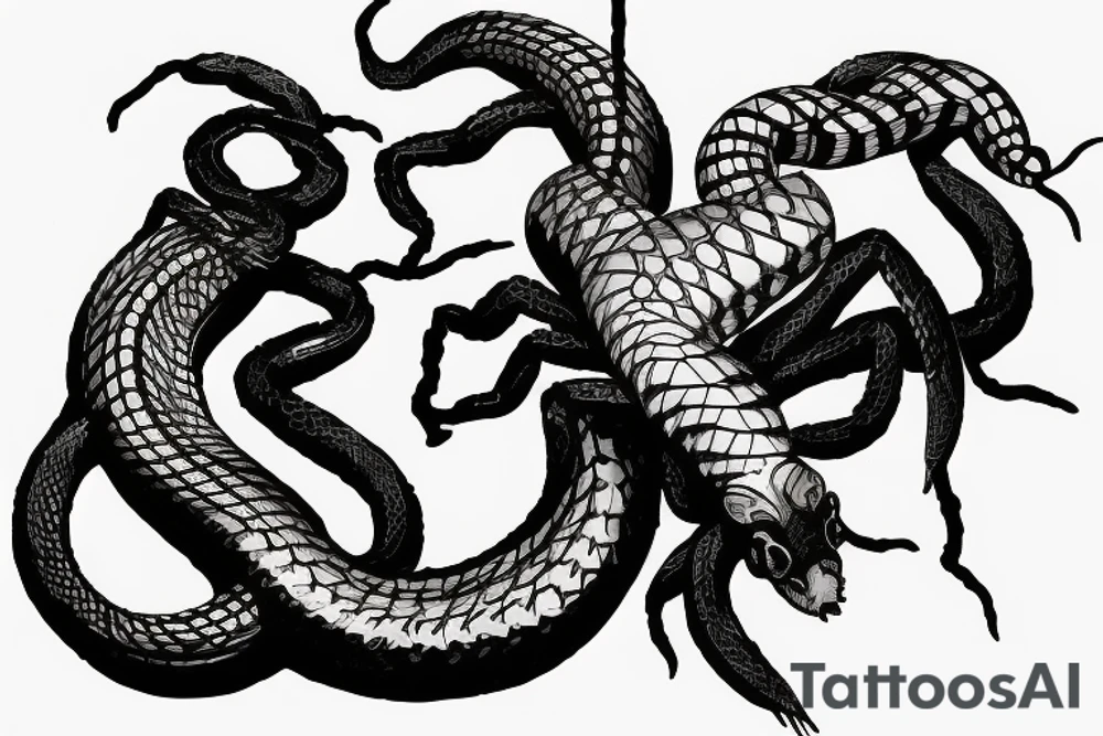 Scorpion seeing snake as reflection into broken mirror tattoo idea Scorpion seeing snake as reflection into broken mirror tattoo idea