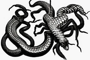 Scorpion seeing snake as reflection into broken mirror tattoo idea