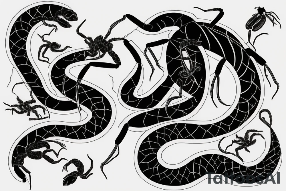 Scorpion seeing snake as reflection into broken mirror tattoo idea Scorpion seeing snake as reflection into broken mirror tattoo idea
