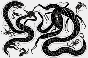 Scorpion seeing snake as reflection into broken mirror tattoo idea