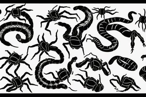 Scorpion seeing snake as reflection into broken mirror tattoo idea