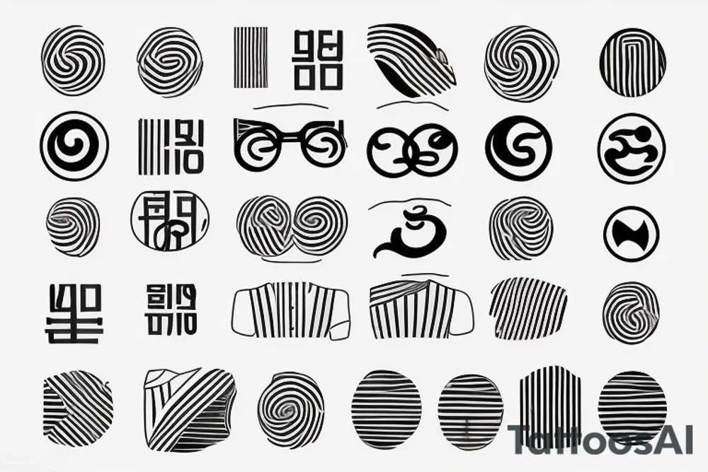 Striped glasses, the number 7, the Korean symbols 최세영 tattoo idea