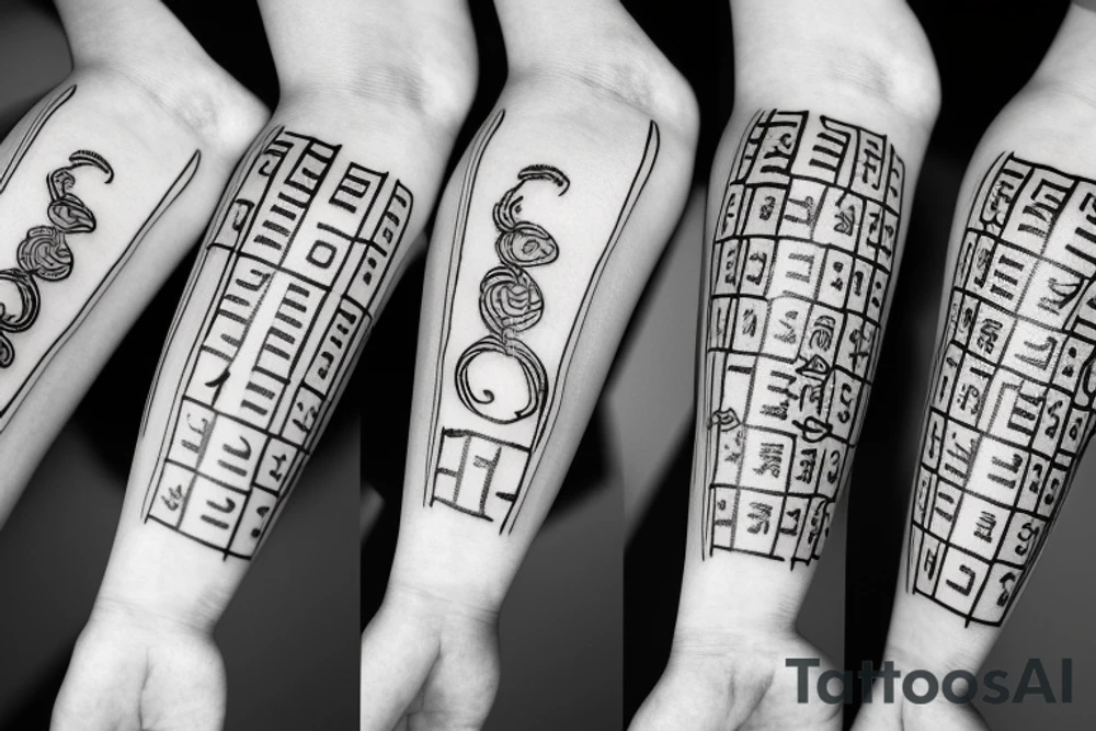 Striped glasses, the number 7, the Korean symbols 최세영 tattoo idea