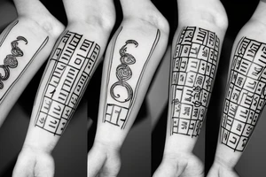 Striped glasses, the number 7, the Korean symbols 최세영 tattoo idea