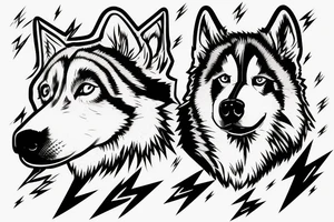 Husky with lightning bolt through face tattoo idea
