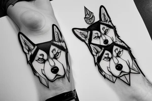 Husky with lightning bolt through face tattoo idea