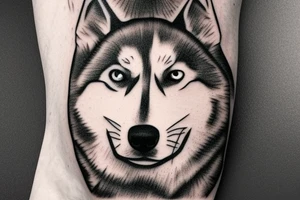 Husky with lightning bolt through face tattoo idea