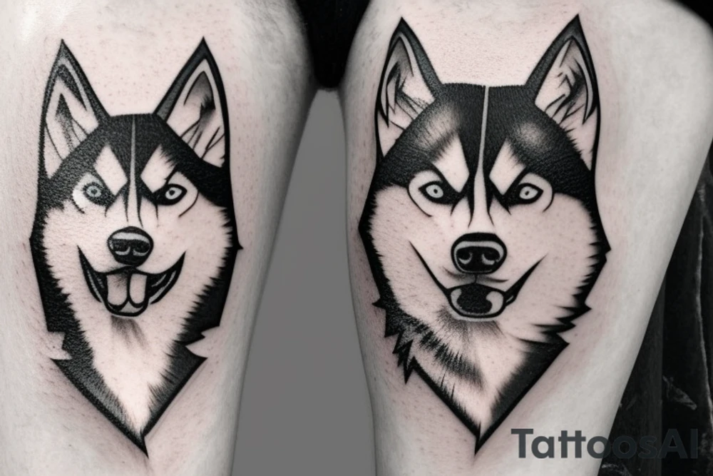 Husky with lightning bolt through face tattoo idea