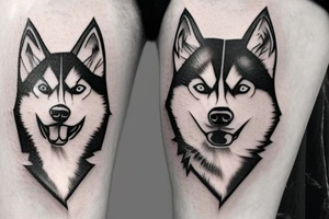 Husky with lightning bolt through face tattoo idea