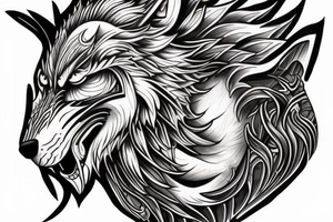 Fenrir wolf in artistic form tattoo idea