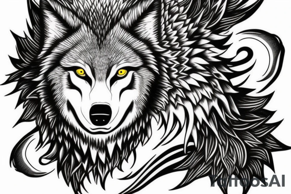 Fenrir wolf in artistic form tattoo idea