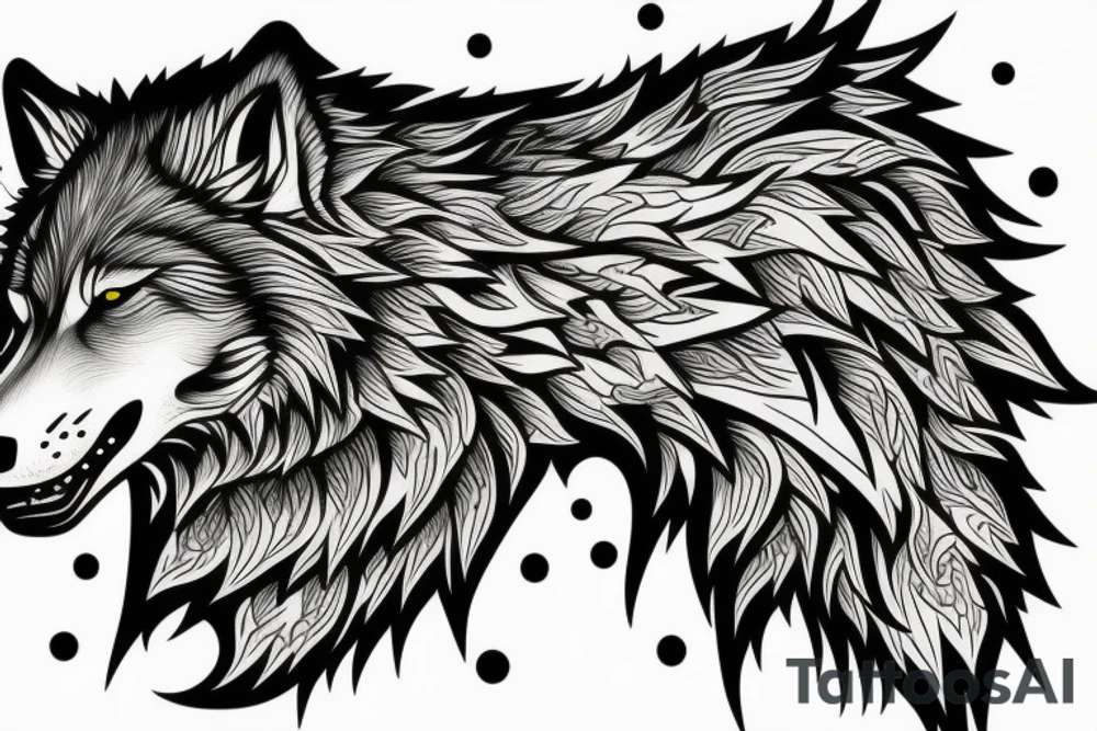 Fenrir wolf in artistic form tattoo idea