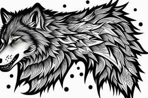 Fenrir wolf in artistic form tattoo idea