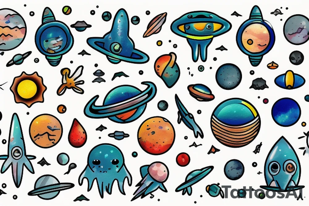 Space exploration ocean lakes sun science mountains aliens tattoo idea