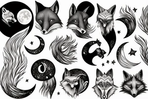 Fox and moon tattoo idea