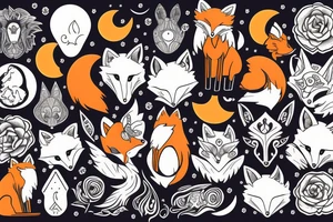 Fox and moon tattoo idea