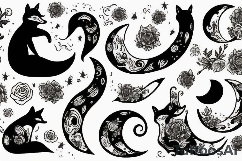 Fox and moon tattoo idea