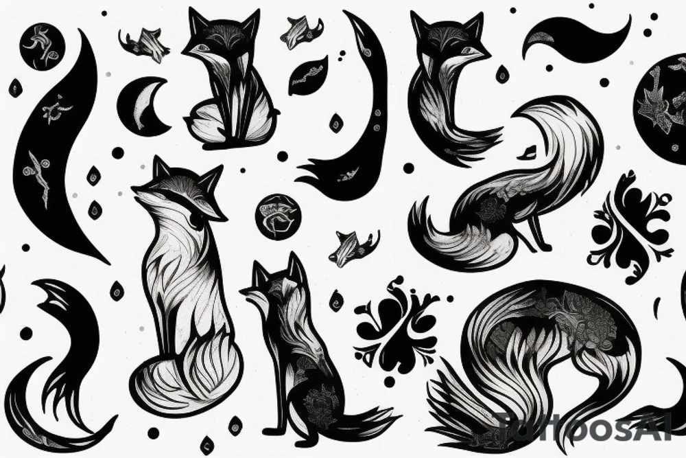 Fox and moon tattoo idea
