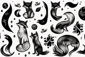 Fox and moon tattoo idea