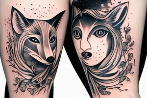 Fox and moon tattoo idea