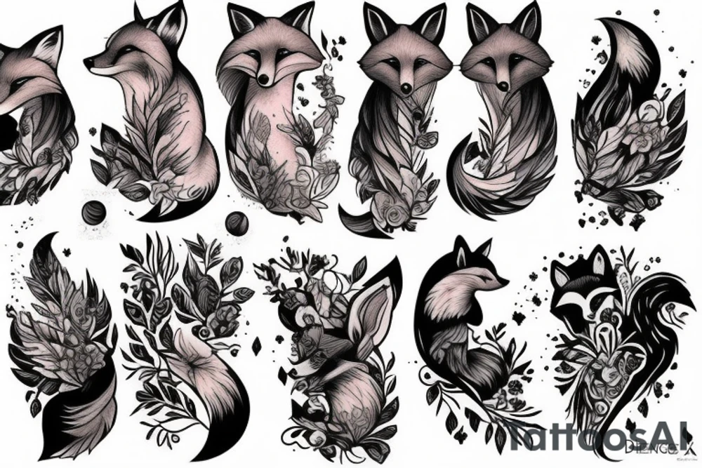 Fox and moon tattoo idea