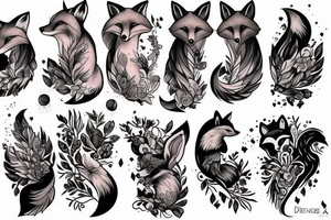 Fox and moon tattoo idea