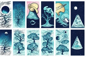 Trees mountain space ocean science exploration alien tattoo idea