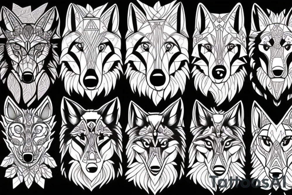 Fenrir wolf in artistic form tattoo idea