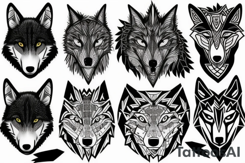 Fenrir wolf in artistic form tattoo idea