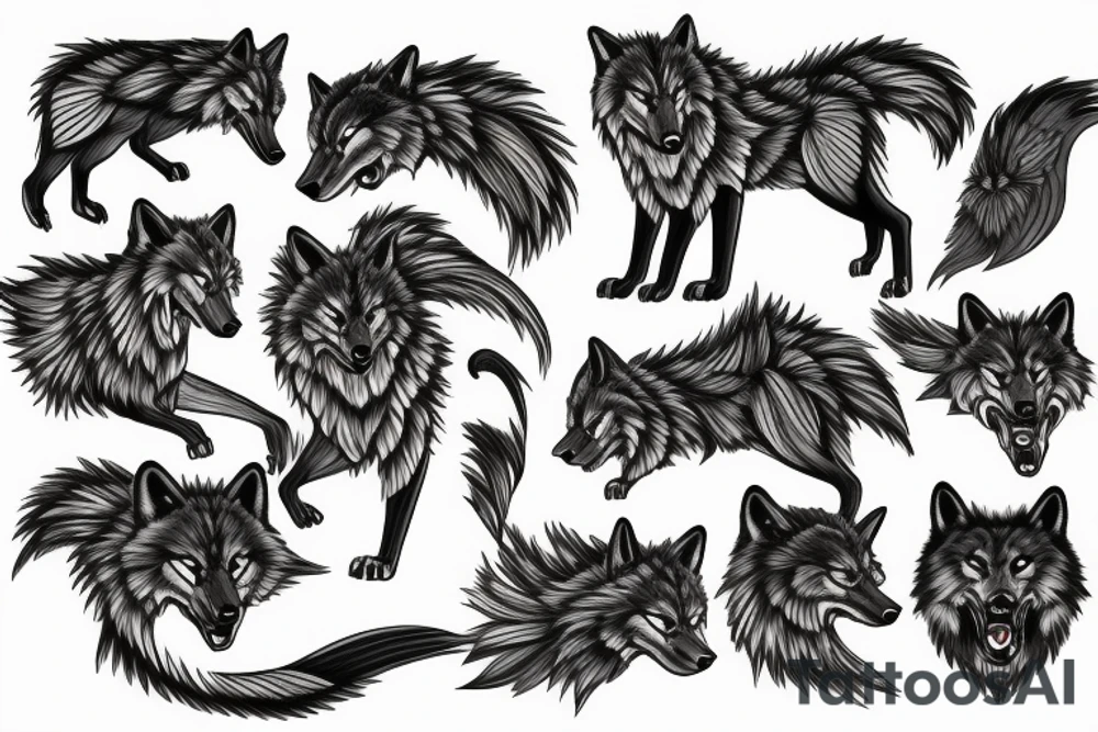 Fenrir wolf in artistic form tattoo idea