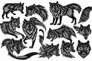 Fenrir wolf in artistic form tattoo idea