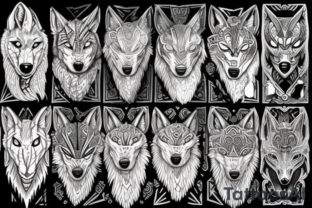 Fenrir wolf in artistic form tattoo idea
