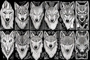 Fenrir wolf in artistic form tattoo idea