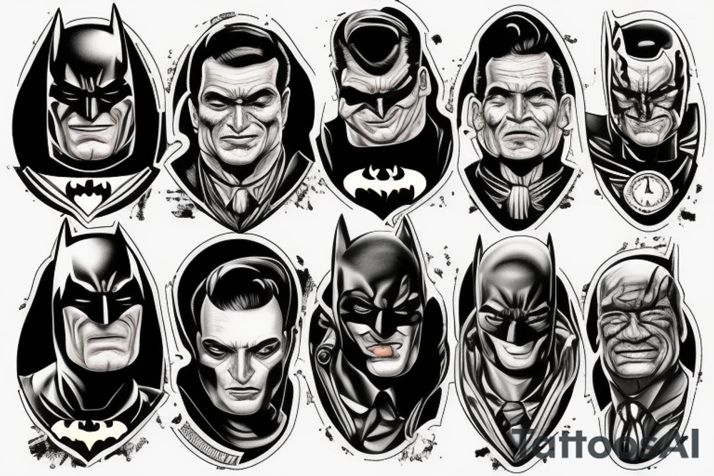 Mount Rushmore Batman Villans tattoo idea