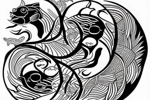Pieces fish yin yang tattoo idea