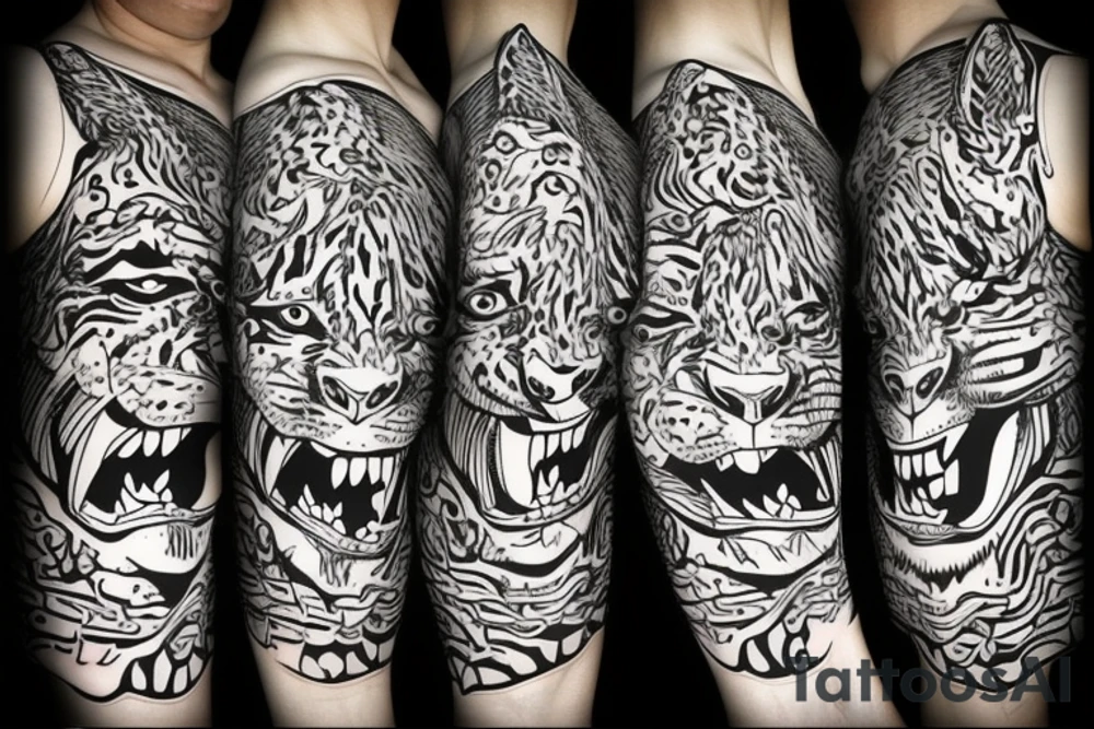 Tiger hunting tattoo idea