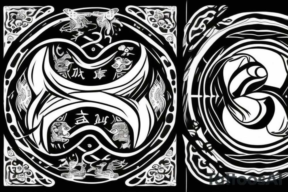 Double fish yin yang tattoo idea