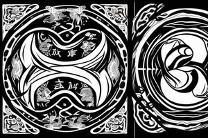 Double fish yin yang tattoo idea