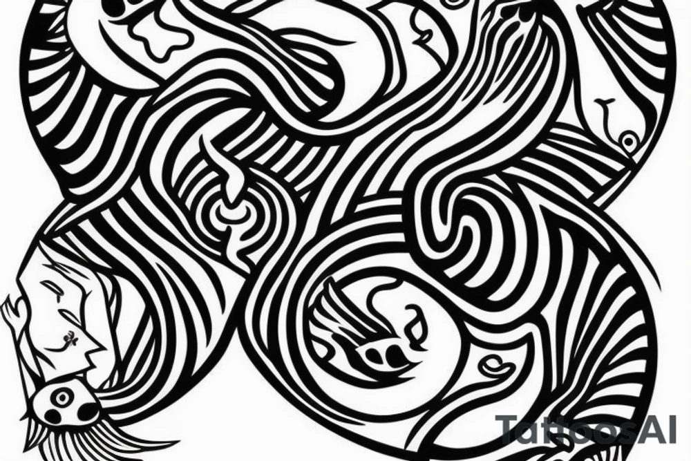 Double fish yin yang tattoo idea