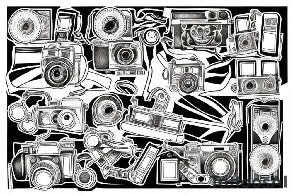 Old film motion camera with spool of film tattoo idea