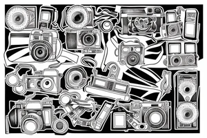 Old film motion camera with spool of film tattoo idea
