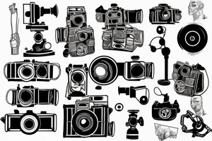 Old film motion camera with spool of film tattoo idea