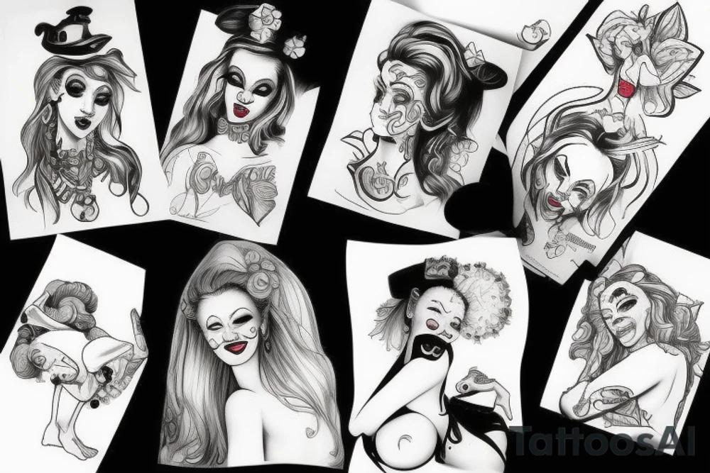 sexy clown girl tattoo idea