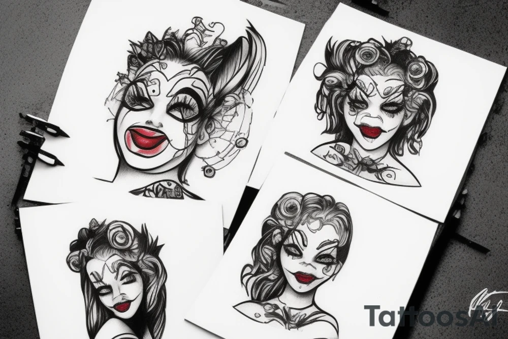 sexy clown girl tattoo idea