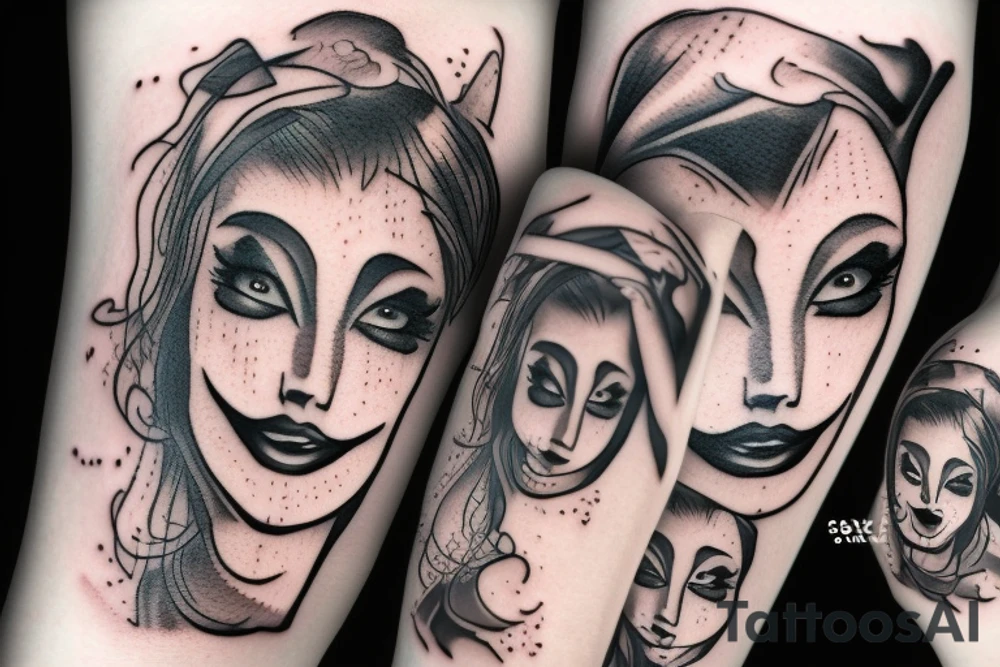 sexy clown girl tattoo idea