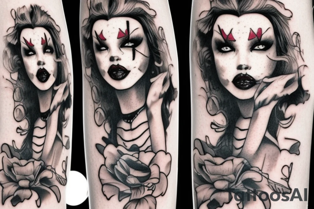 sexy clown girl tattoo idea