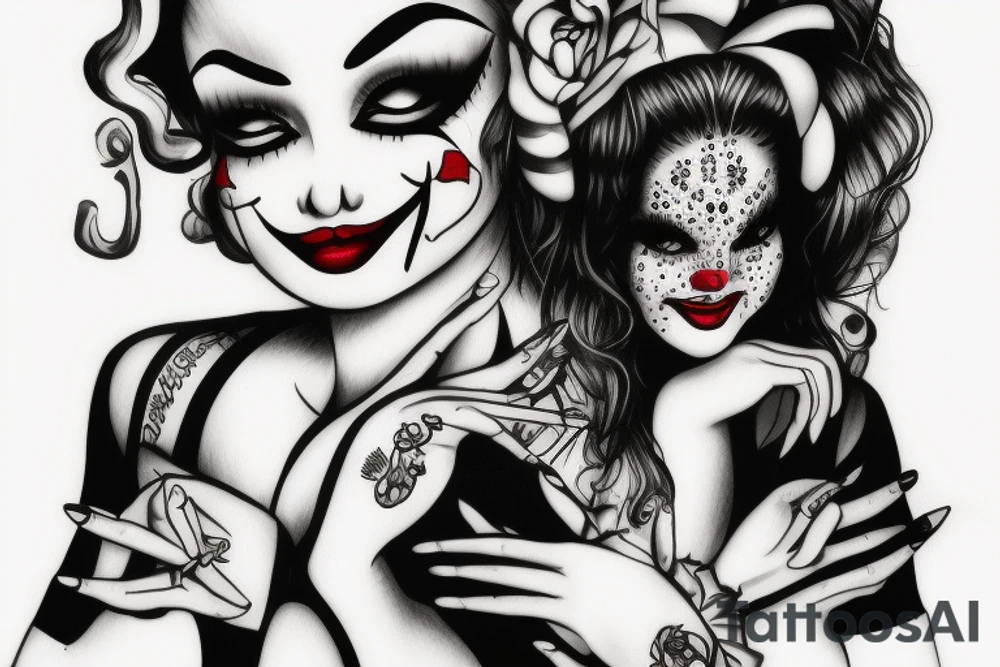 sexy clown girl tattoo idea