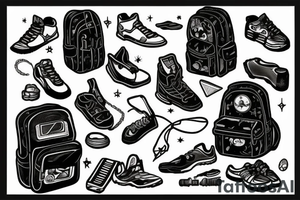 backpack with hiking shoes and camera tattoo idea backpack with hiking shoes and camera tattoo idea