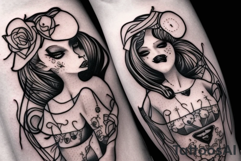 sexy clown girl tattoo idea